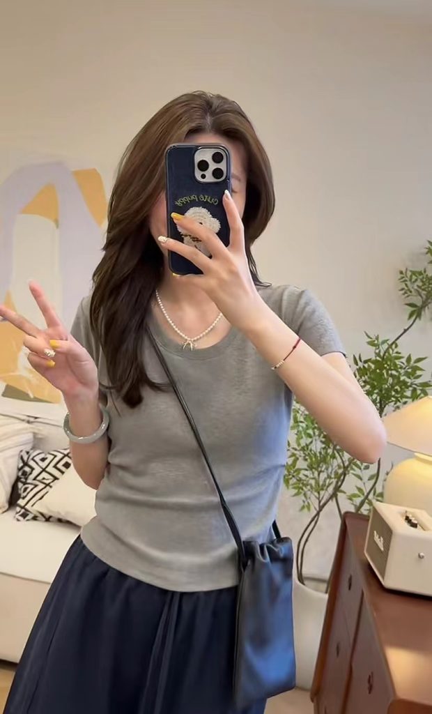 Summer Breathable U-Neck Slimming Stretch Cotton T-Shirt