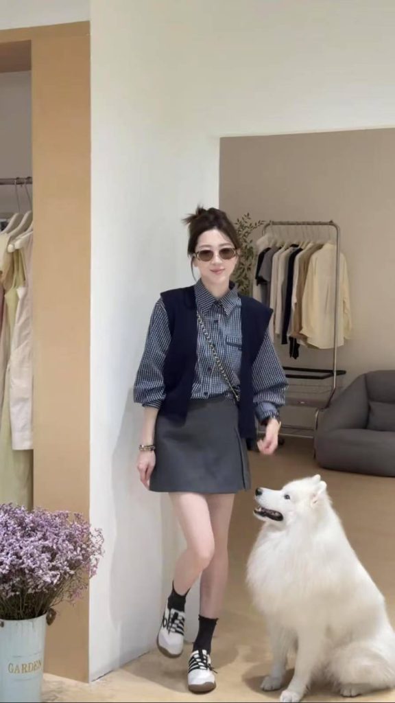 Korean Style Plaid Shirt and Skirt Two-Piece Set for Women Casual Autumn 2025