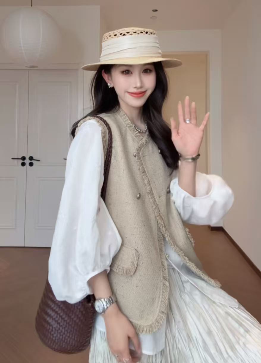 Spring New Loose Slimming Shirt Vest and Skirt Three-Piece Set - Image 2