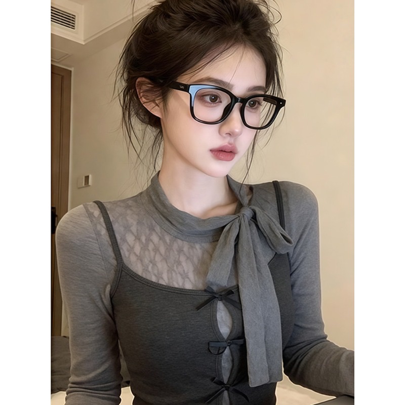Lazy Style Black Striped Lightweight Long Sleeve T-Shirt Women Spring Loose Off-Shoulder Base Layer - Image 4
