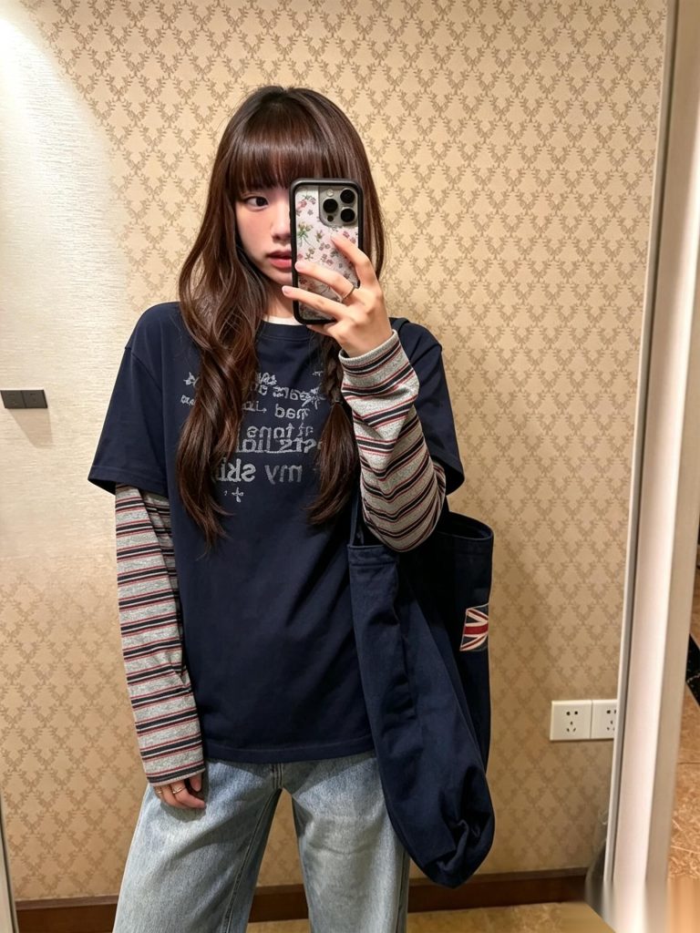 Women's Yarn-Dyed Striped 220g Pure Cotton Slub Long-Sleeve T-Shirt