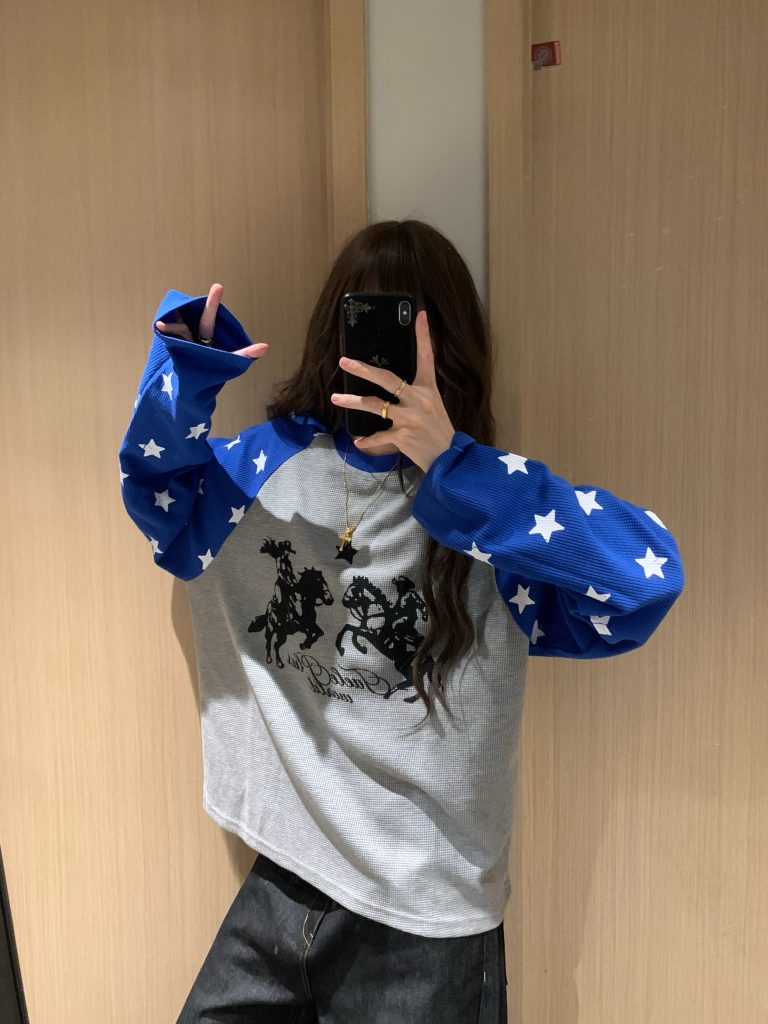 2026 New Autumn Waffle Long Sleeve T-Shirt for Women Korean Loose Fit